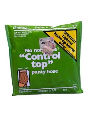 1984 No Nonsense Tan Control Top Pantyhose Medium To Tall Sandalfoot NOS